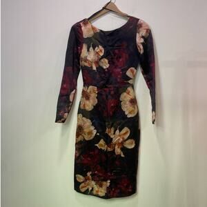 H&M Black Flower Print All Over Organic Hemp and Silk Dress Whimsical 2us